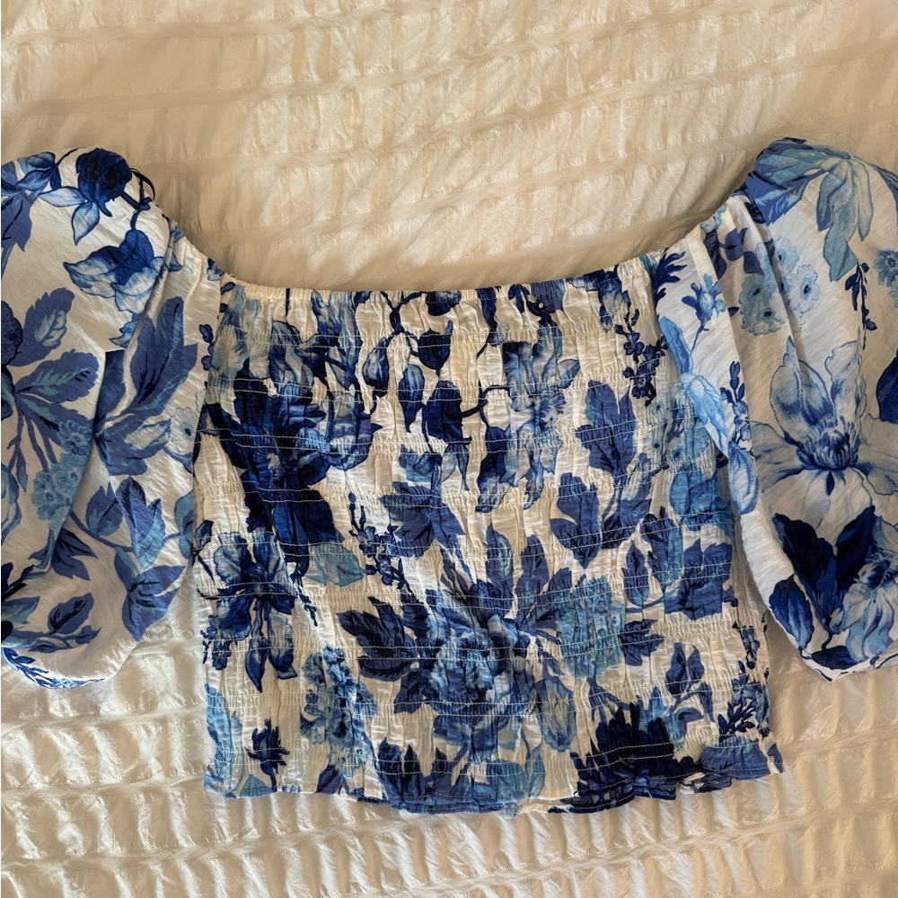 H&M Crop Top with Puff Sleeves